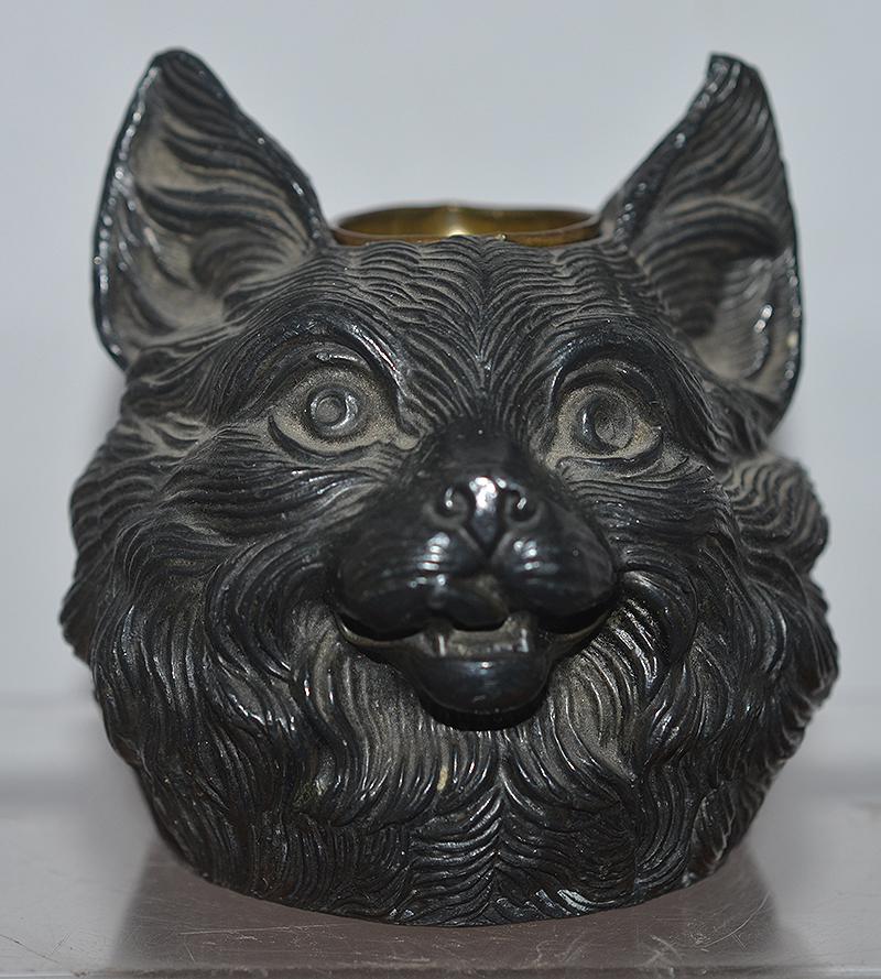 LATE VICTORIAN CAT INKWELL,