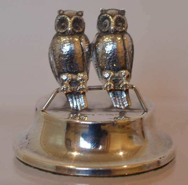 SILVER OWL MENU OR CARD HOLDER.