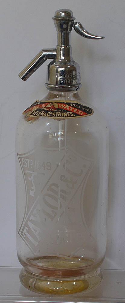 EDWARDIAN SODA SYPHON WITH UNUSUAL DOUBLE ADVERTISMENT  FROM KENT & SURRY.