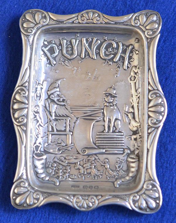 VICTORIAN SILVER NOVELTY MR PUNCH PIN DISH.
