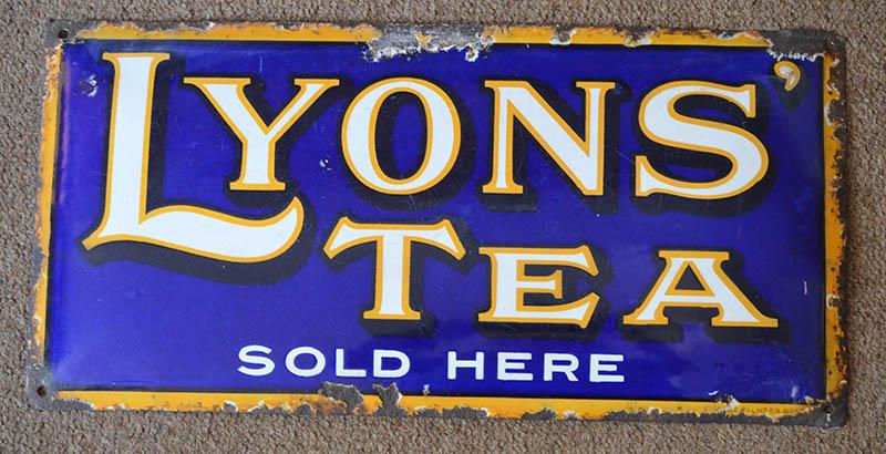 LYONS TEA ENAMEL ADVERTING SIGN.