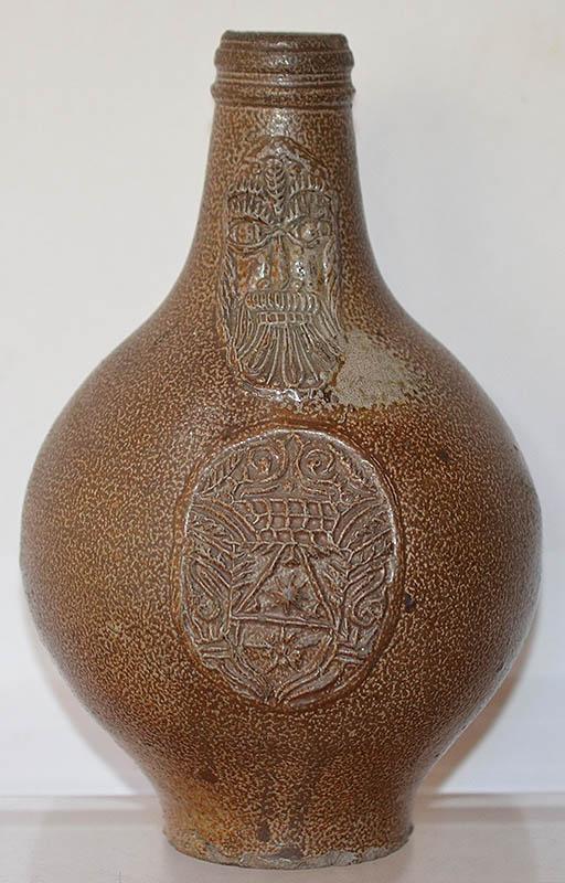 BELLARMINE STONWARE BOTTLE, CIRCA 1650.